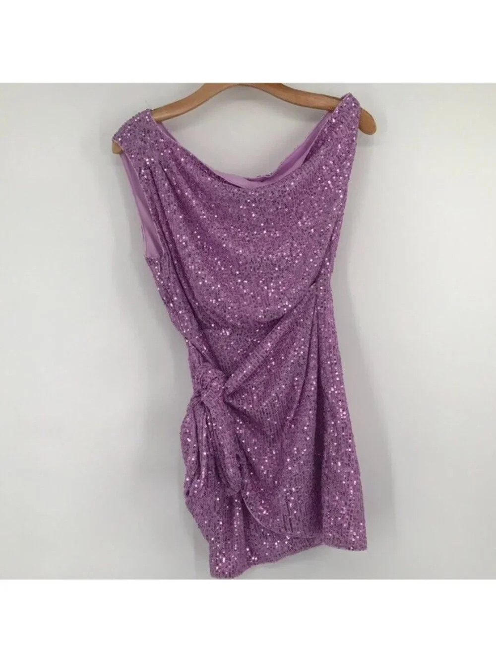 Morning mist pippa one shoulder sequin mini dress lilac size large women's new - Picture 4 of 13